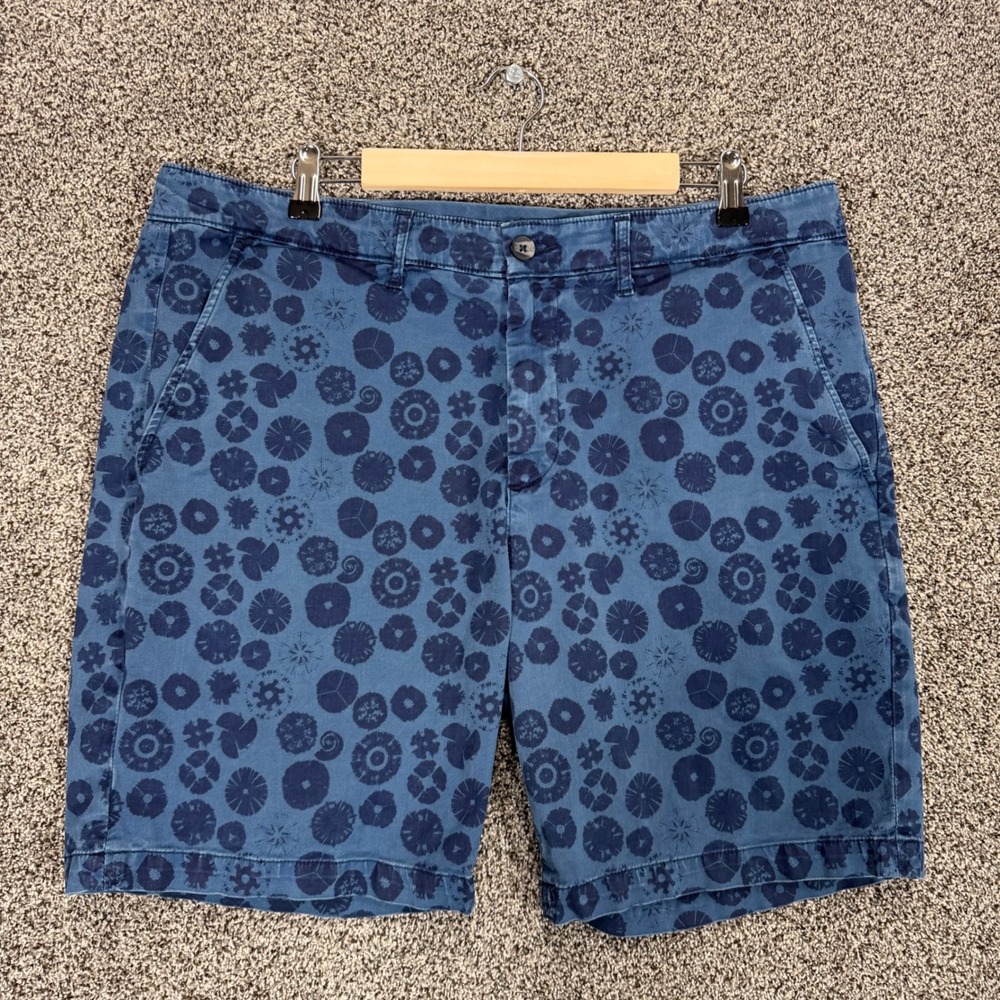 AG Adriano Goldschmied Wanderer Slim Trouser Shorts Mens 38/8.5 Blue Shell Print